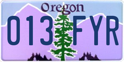 OR license plate 013FYR