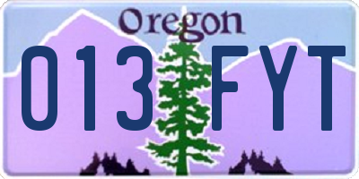 OR license plate 013FYT