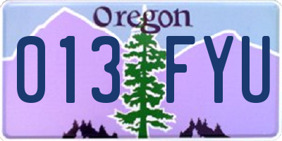 OR license plate 013FYU