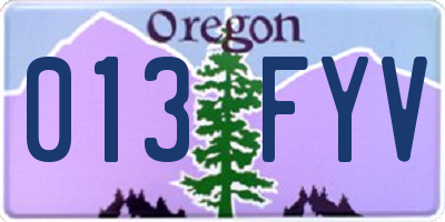 OR license plate 013FYV