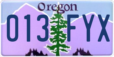 OR license plate 013FYX
