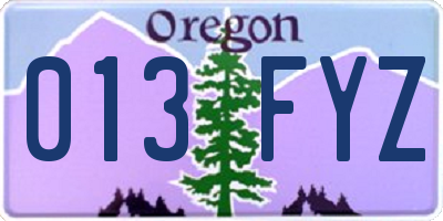 OR license plate 013FYZ