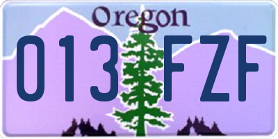 OR license plate 013FZF