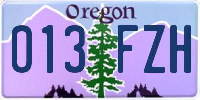 OR license plate 013FZH
