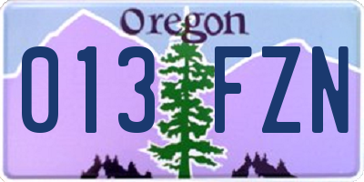 OR license plate 013FZN