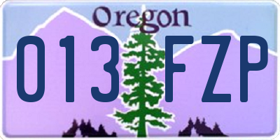 OR license plate 013FZP