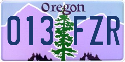 OR license plate 013FZR