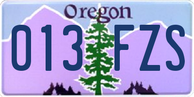 OR license plate 013FZS
