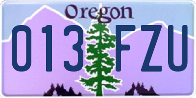 OR license plate 013FZU