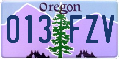 OR license plate 013FZV
