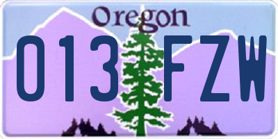 OR license plate 013FZW