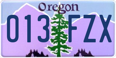 OR license plate 013FZX