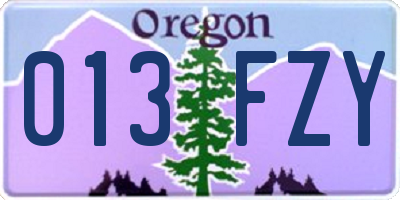OR license plate 013FZY
