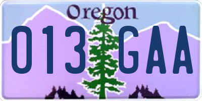 OR license plate 013GAA
