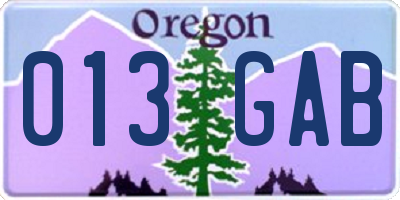 OR license plate 013GAB