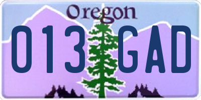 OR license plate 013GAD