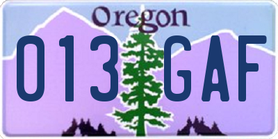 OR license plate 013GAF