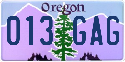OR license plate 013GAG