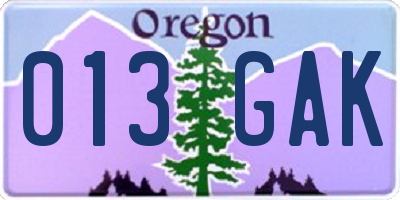 OR license plate 013GAK