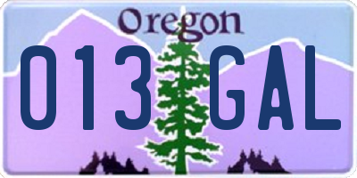 OR license plate 013GAL