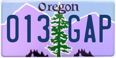 OR license plate 013GAP