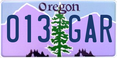 OR license plate 013GAR