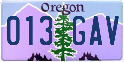 OR license plate 013GAV