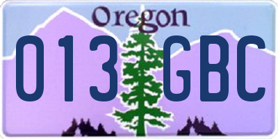 OR license plate 013GBC