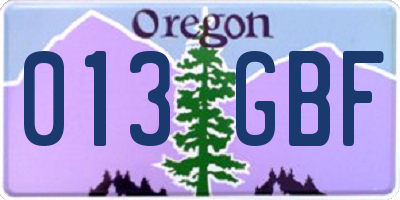 OR license plate 013GBF