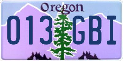 OR license plate 013GBI
