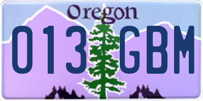 OR license plate 013GBM
