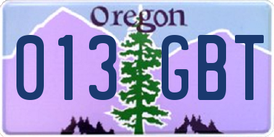 OR license plate 013GBT