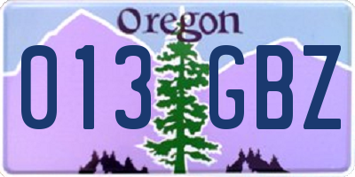 OR license plate 013GBZ