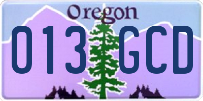 OR license plate 013GCD