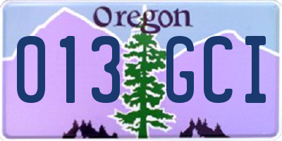 OR license plate 013GCI
