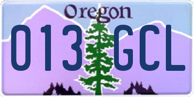OR license plate 013GCL
