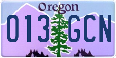 OR license plate 013GCN