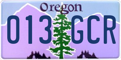 OR license plate 013GCR