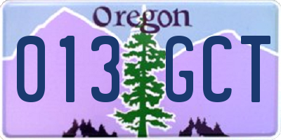 OR license plate 013GCT