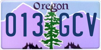 OR license plate 013GCV