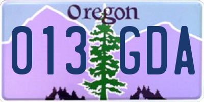 OR license plate 013GDA