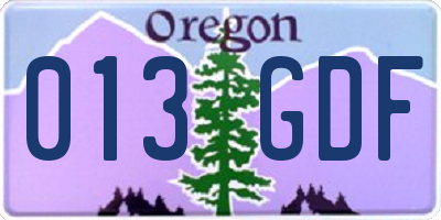 OR license plate 013GDF