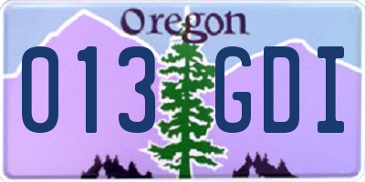 OR license plate 013GDI
