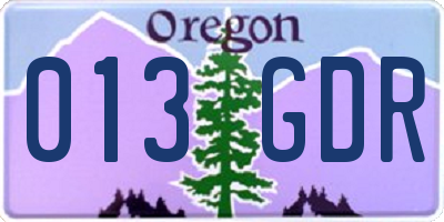 OR license plate 013GDR