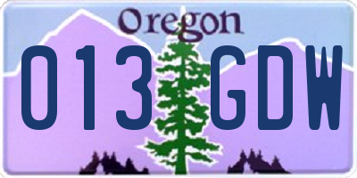 OR license plate 013GDW
