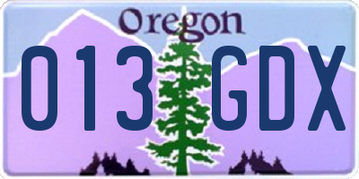 OR license plate 013GDX