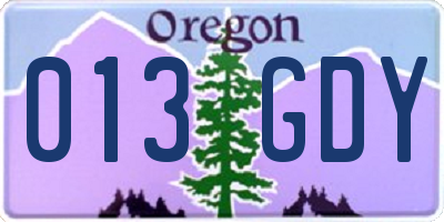 OR license plate 013GDY