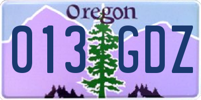 OR license plate 013GDZ