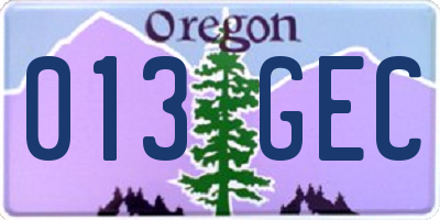 OR license plate 013GEC