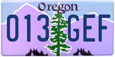 OR license plate 013GEF